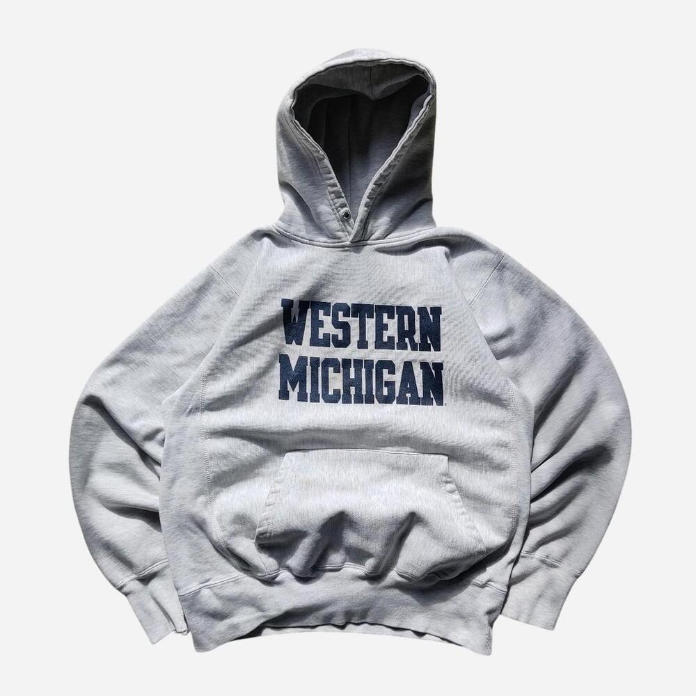 vintage heavyweight white/grey Western Michigan University grey hoodie